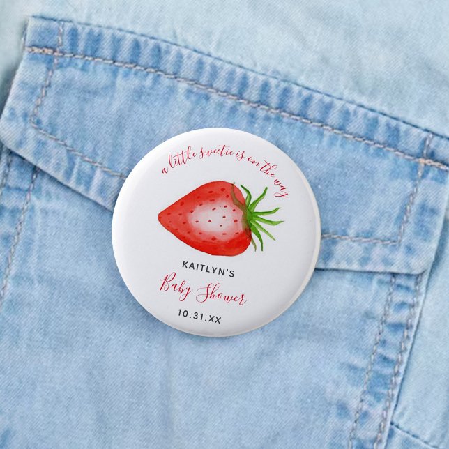 Little Sweetie Strawberry Baby Shower Button (Creator Uploaded)