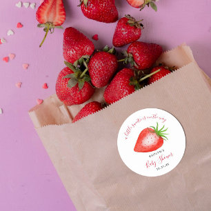 Little Sweetie Strawberry Baby Shower Classic Round Sticker
