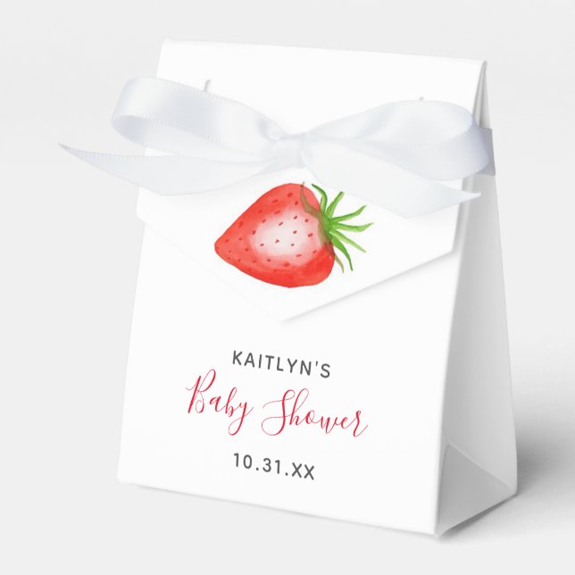 Little Sweetie Strawberry Baby Shower Favor Boxes (Front Side)