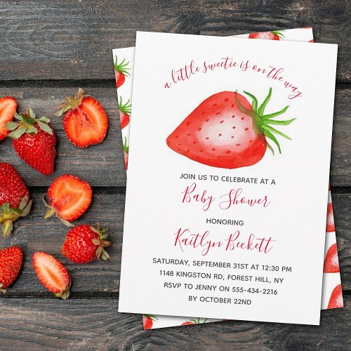 Little Sweetie Strawberry Baby Shower Invitation