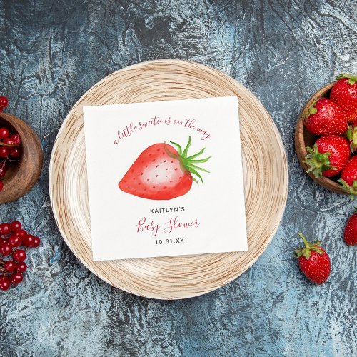 Little Sweetie Strawberry Baby Shower Napkins