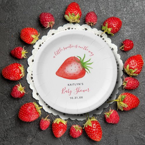 Little Sweetie Strawberry Baby Shower Paper Plates