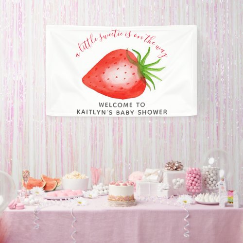 Little Sweetie Strawberry Baby Shower Welcome Banner