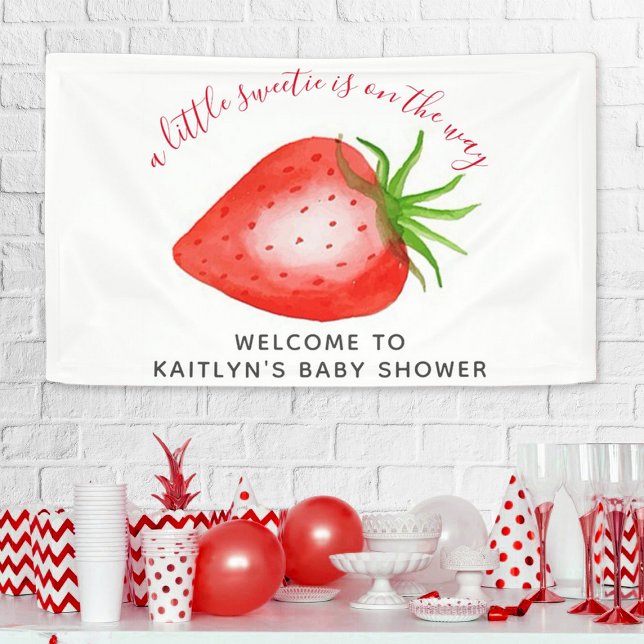 Little Sweetie Strawberry Baby Shower Welcome Banner (Creator Uploaded)