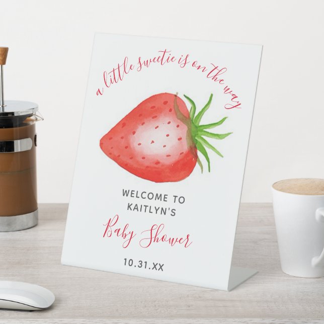 Little Sweetie Strawberry Baby Shower Welcome Sign (In SItu)