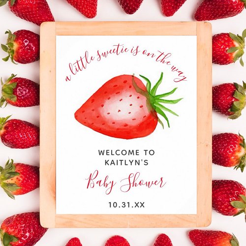 Little Sweetie Strawberry Baby Shower Welcome Sign