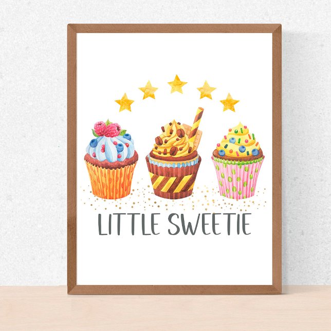 Little Sweetie Watercolor Cupcakes Nursery Kids Poster (Creator Uploaded)