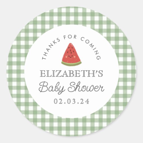 Little sweetie Watermelon Baby shower  Classic Round Sticker