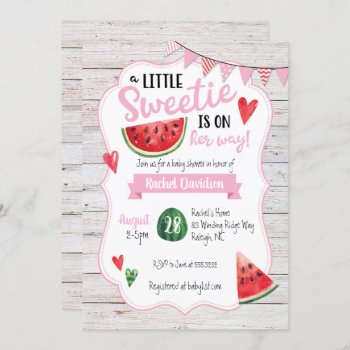 Little Sweetie Watermelon Baby Shower Invitation by bydandeliondesign at Zazzle