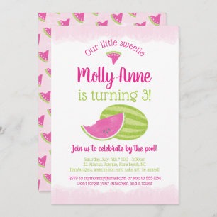 Little Sweetie Watermelon Birthday Girl Pink Green Invitation