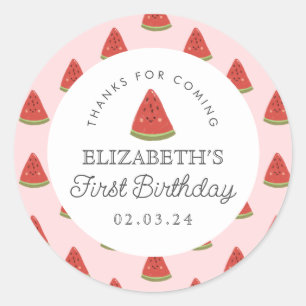 Little sweetie Watermelon First Birthday Classic Round Sticker