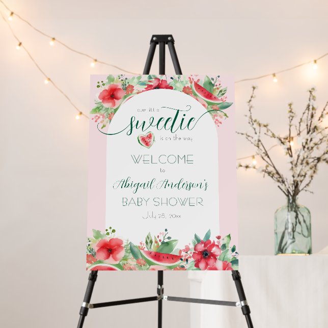 Little Sweetie Watermelon Floral Baby Shower Foam Board (In Situ (Stand))