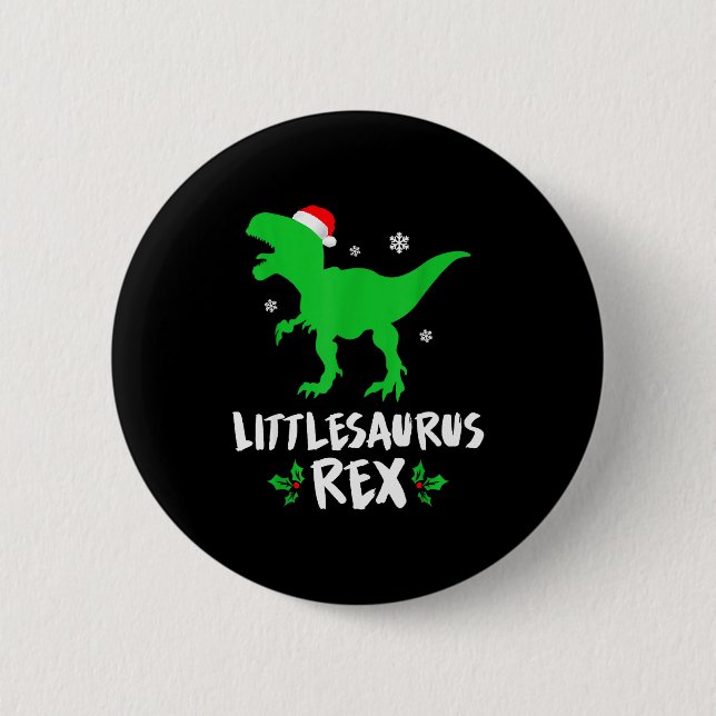 Little T Rex Matching Family Christmas Dinosaur Sh Button (Front)