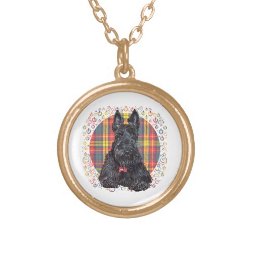 Little Tartan Scottie Dog Gold Plated Necklace