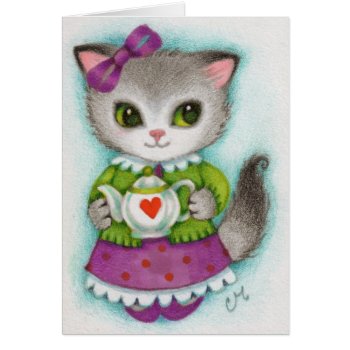 Little Teapot - Cute Cat Art by yarmalade at Zazzle