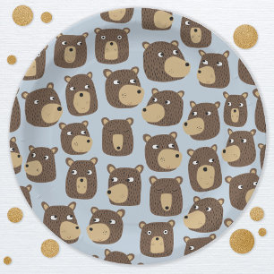 Little Teddy Bear Cub Pattern Paper Plates
