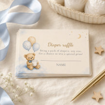 Little Teddy Bear Diaper Raffle Card Baby Shower