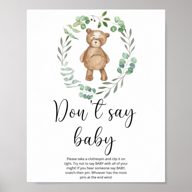 Little teddy bear Don't say baby  Poster (Front)