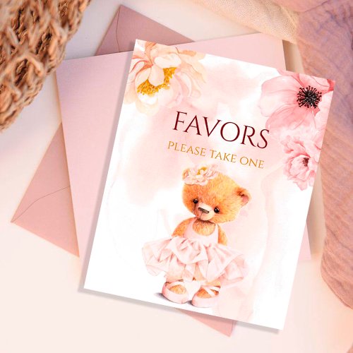Little teddy bear flower princess pink watercolor photo print