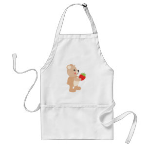 Little teddy bear with berry adult apron