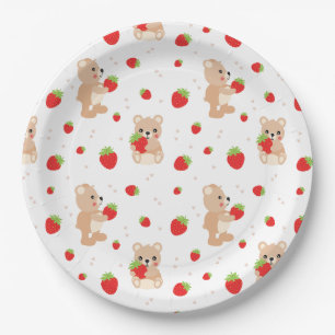 Little teddy bear with berry paper plates