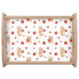 Little teddy bear with berry serving tray