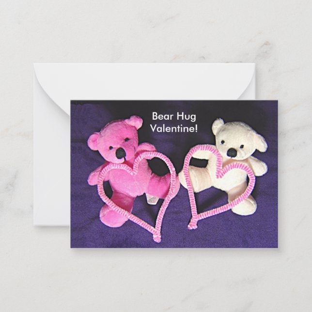 Little Teddy Bears and Hearts Valentine Kids Cards (Front)