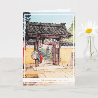 Little Temple Gate Hiroshi Yoshida shin hanga art Card