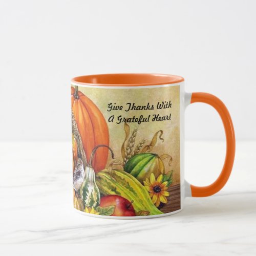 Little Thanksgiving Bird Harvest Mug Cup Orange