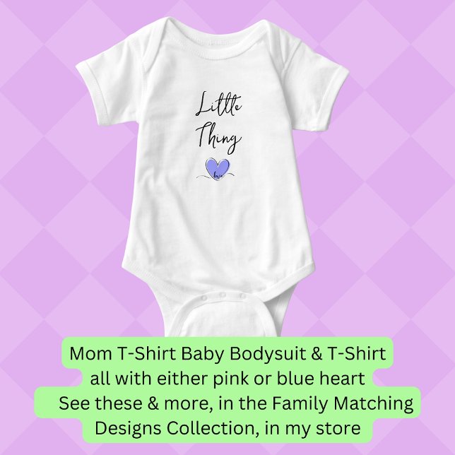 Little Thing  - Blue Heart - Matching Mom Bub Pair Baby Bodysuit (Creator Uploaded)