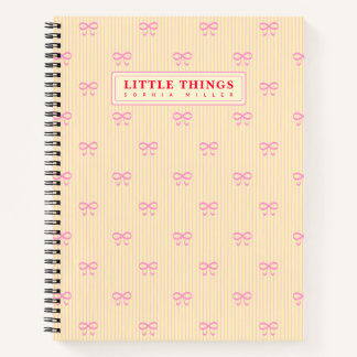 Little Things Personalized Coquette Bows Yellow Notebook
