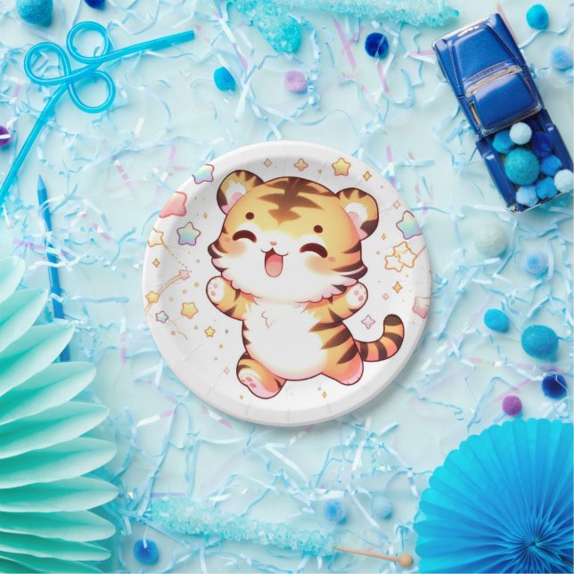 Little Tiger Baby Shower Paper Plates (Party)