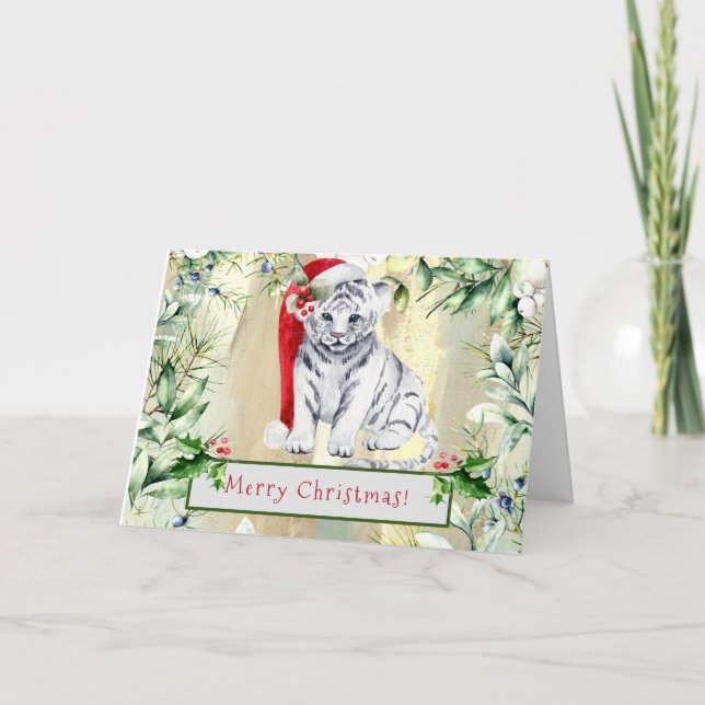 Little Tiger Christmas Greeting Card (Front)