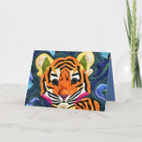 Little Tiger Cub Quilt Like Design Birthday Card