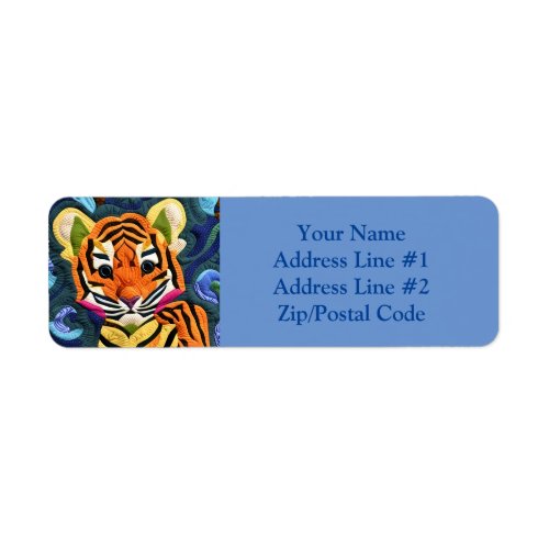 Little Tiger Cub Quilt Like Design Label