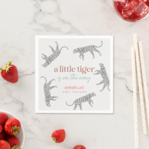 Little Tiger Modern Gray Baby Shower Napkins
