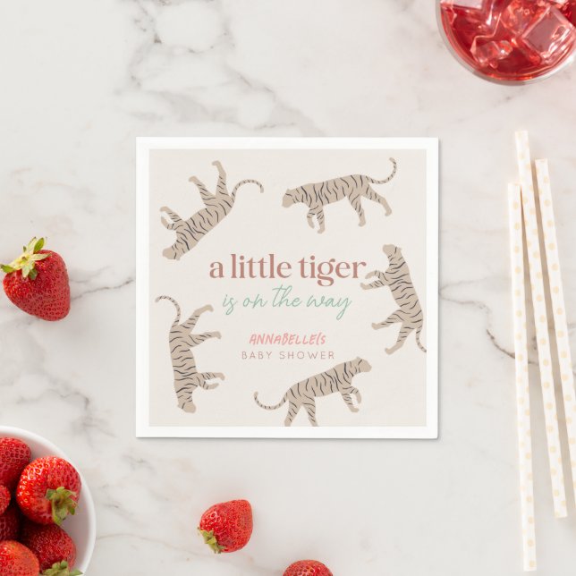 Little Tiger Modern Taupe Baby Shower  Napkins (Insitu)