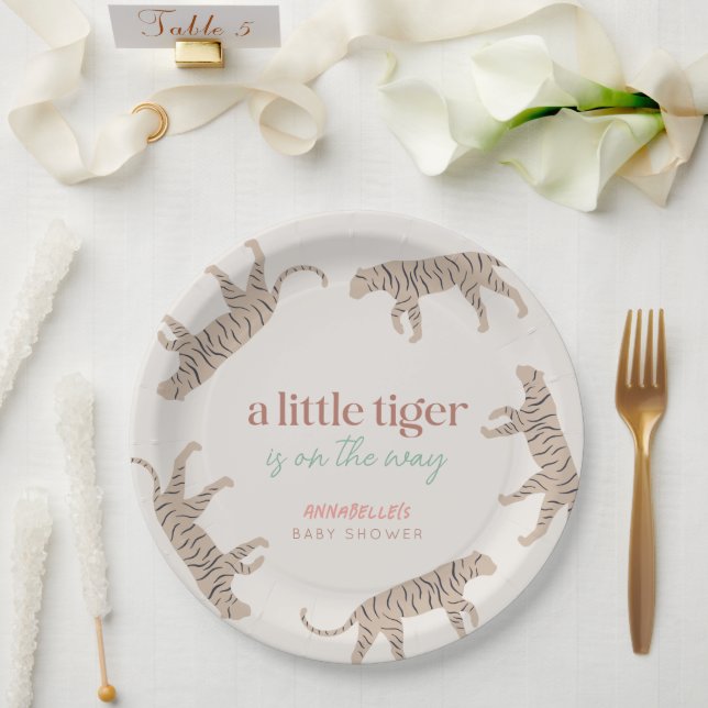 Little Tiger Modern Taupe Baby Shower  Paper Plates (Wedding)