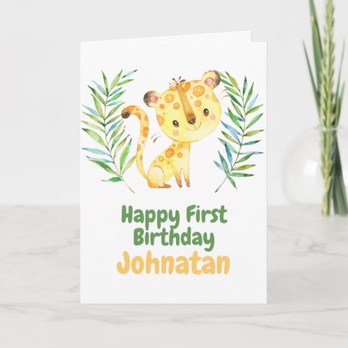 Little tiger Safari Baby Happy 1st Birthday Card