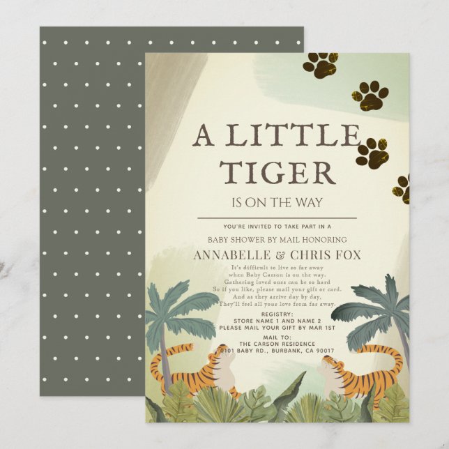 Little Tiger Safari Jungle Baby Shower by Mail Invitation (Front/Back)