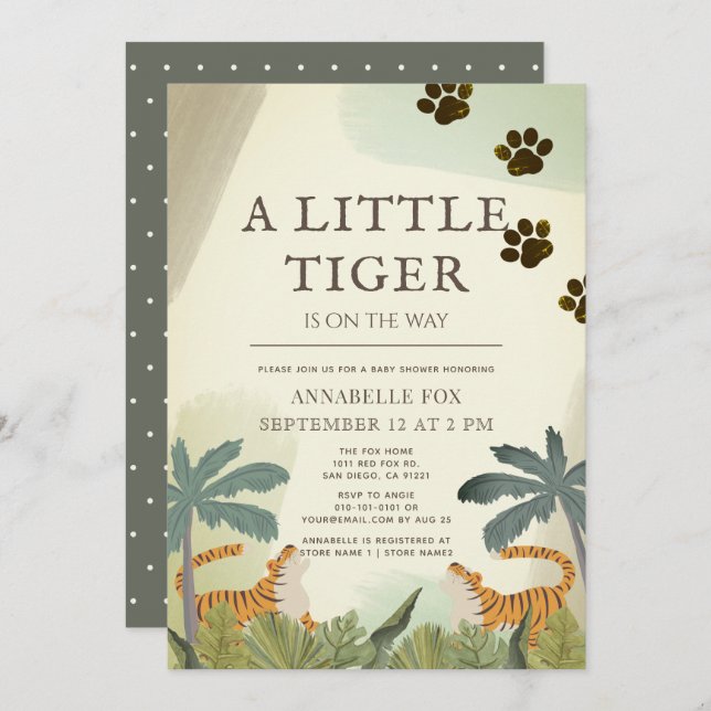 Little Tiger Safari Jungle Baby Shower Invitation (Front/Back)