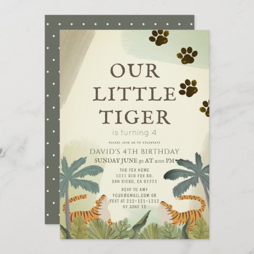 Little Tiger Safari Jungle Kids Birthday Invitation