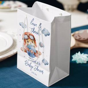 Little tiny pilot airplane baby shower favor medium gift bag