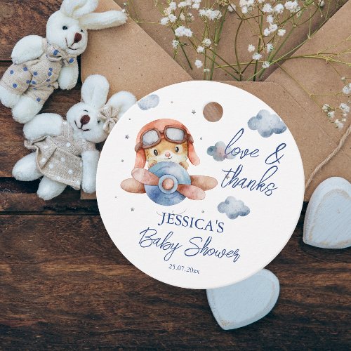 Little tiny pilot airplane baby shower favor tags