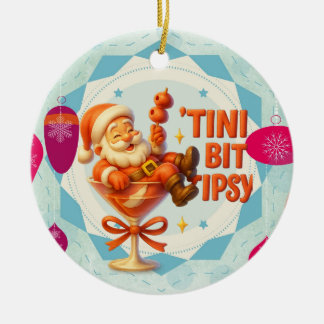 little tipsy santa ceramic ornament