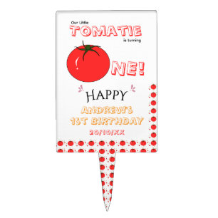Little Tomatie Is Turning One Cute 1st Birthday Cake Topper