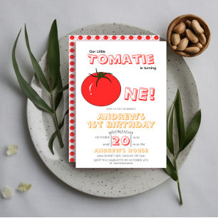 Little Tomatie Is Turning One Cute 1st Birthday Invitation