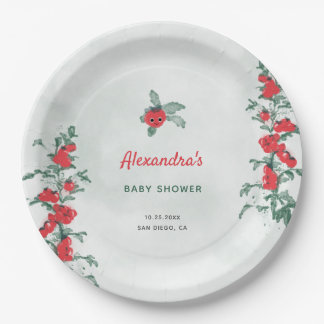 Little Tomato Rustic Chic Watercolor Baby Shower Paper Plates