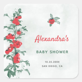 Little Tomato Rustic Chic Watercolor Baby Shower Square Sticker