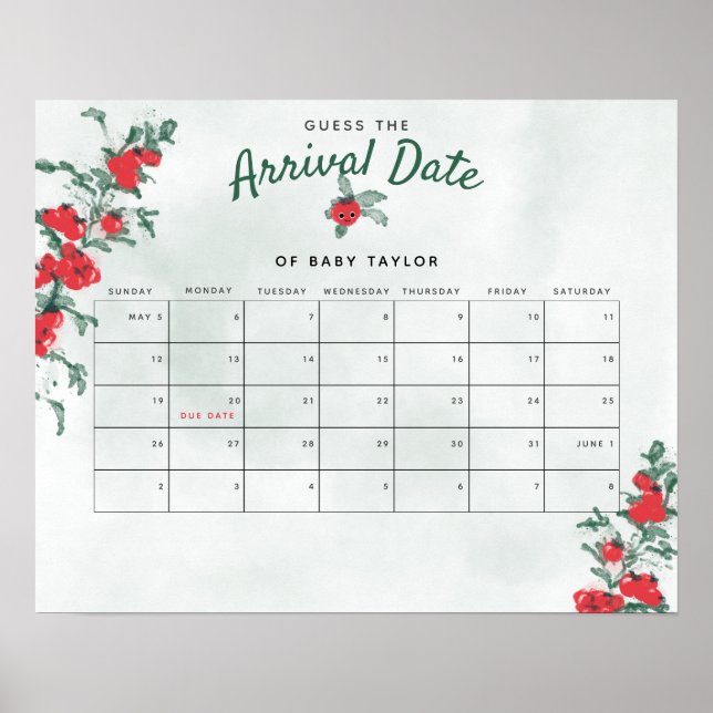 Little Tomato Rustic Girl Baby Shower Guess Date Poster (Front)